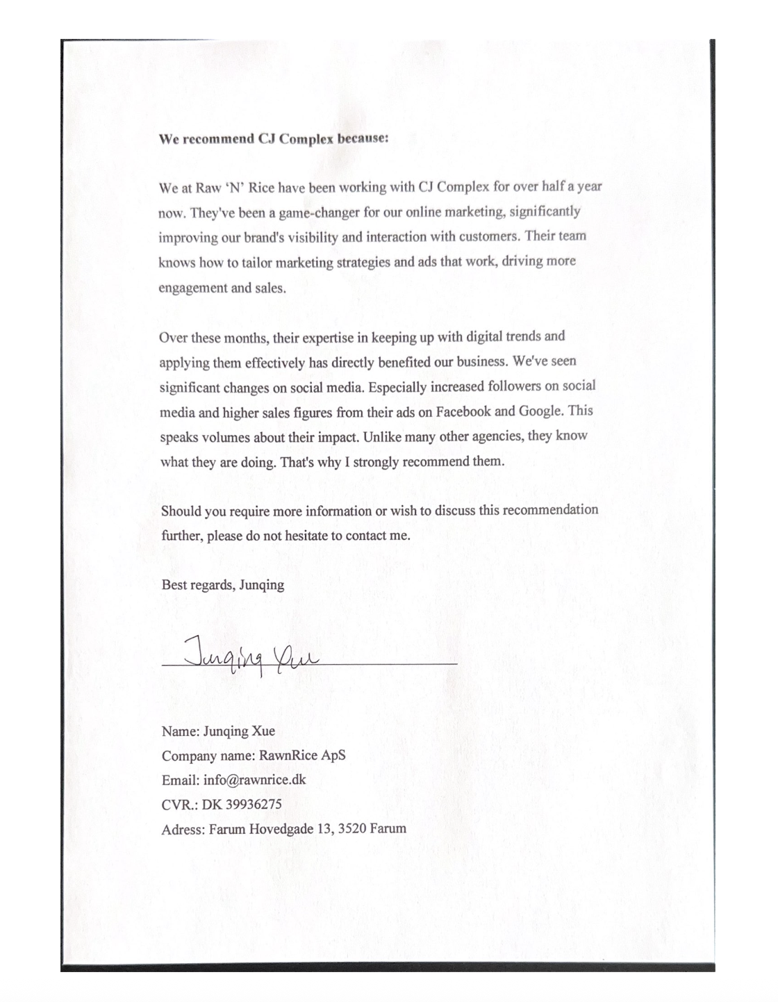 Recommendation Document